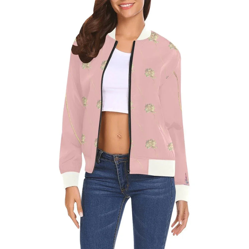 Shaggy Tulip Blush Bomber Jacket for Women - Lana Art Sweden