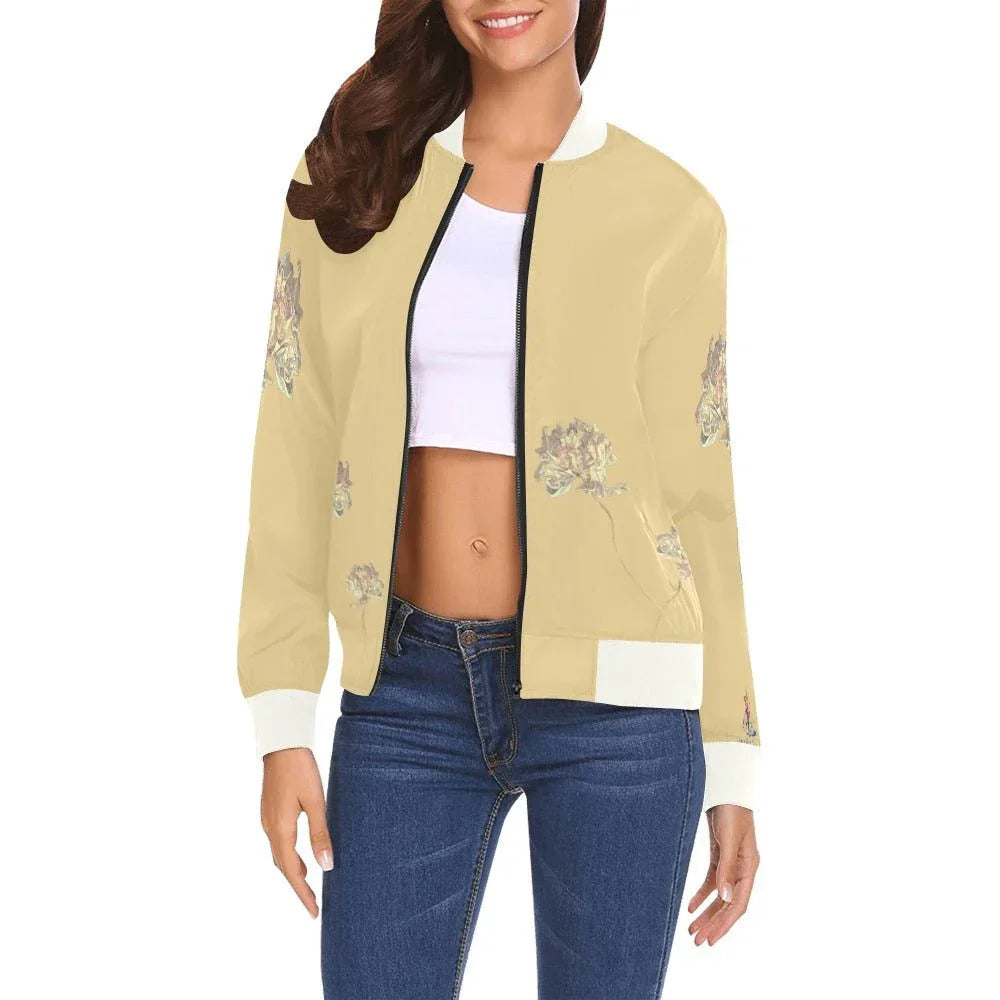 Shaggy Tulip Lemon Drop Bomber Jacket for Women - Lana Art Sweden