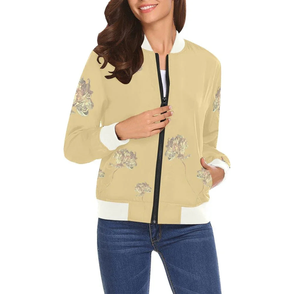 Shaggy Tulip Lemon Drop Bomber Jacket for Women - Lana Art Sweden