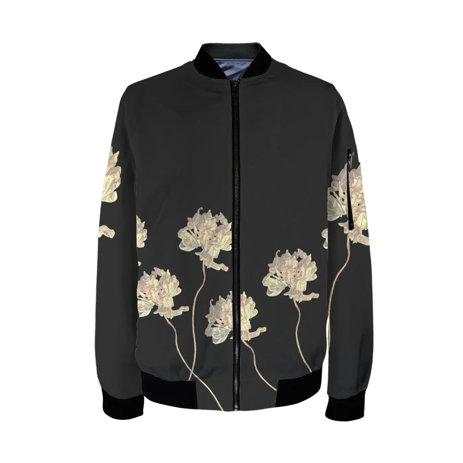 Single Tulip Asphalt Tall Ladies Bomber Jacket - Lana Art Sweden