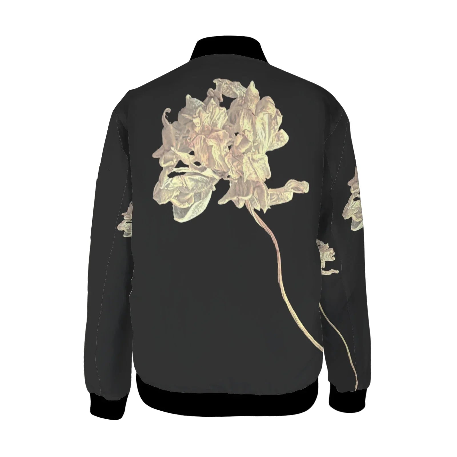 Single Tulip Asphalt Tall Ladies Bomber Jacket - Lana Art Sweden