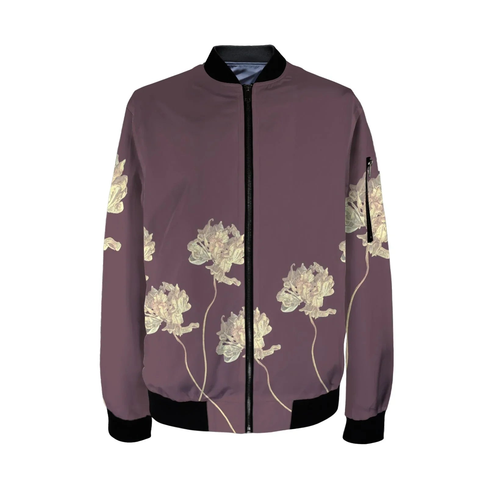 Single Tulip Cherry Lacquer Tall Ladies Bomber Jacket - Lana Art Sweden