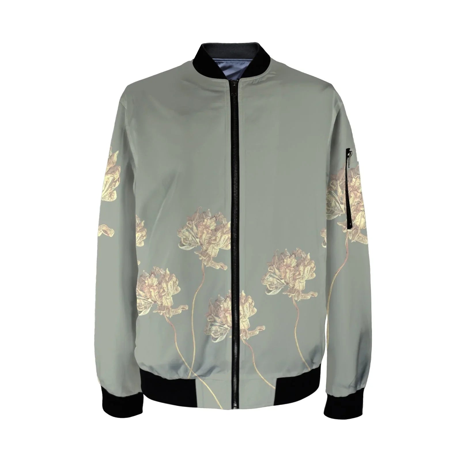 Single Tulip Sage Tall Ladies Bomber Jacket - Lana Art Sweden