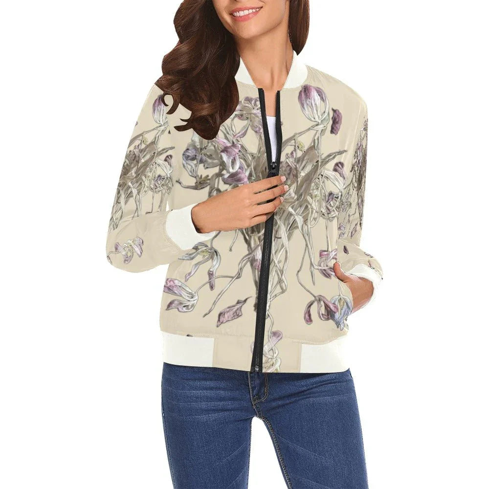 Tulip Drama Almond Milk W Bomber Jacket for Women - Lana Art Sweden