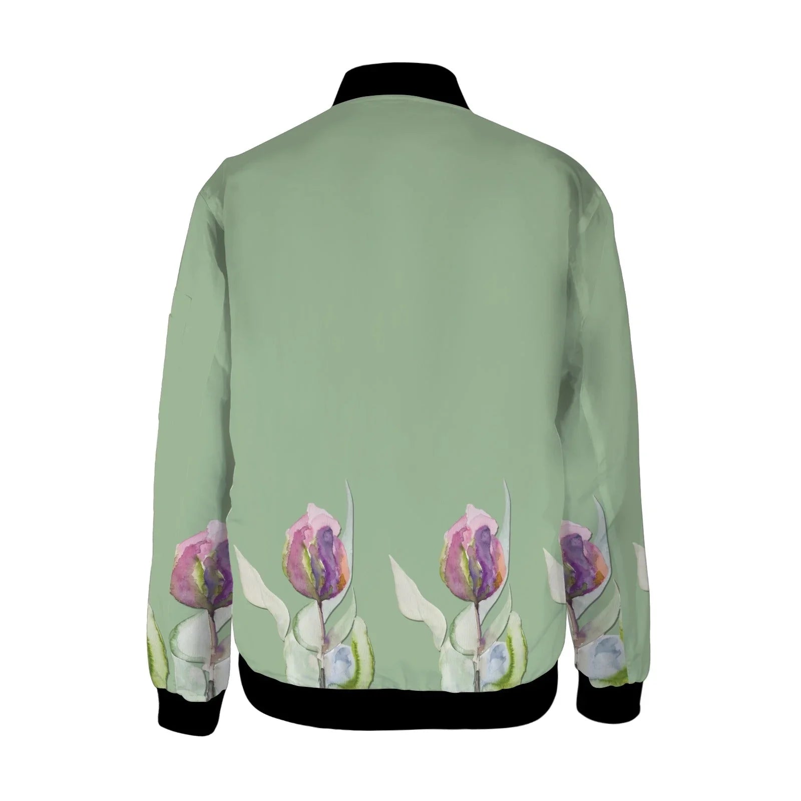 Tulips Sage Tall Ladies Bomber Jacket - Lana Art Sweden