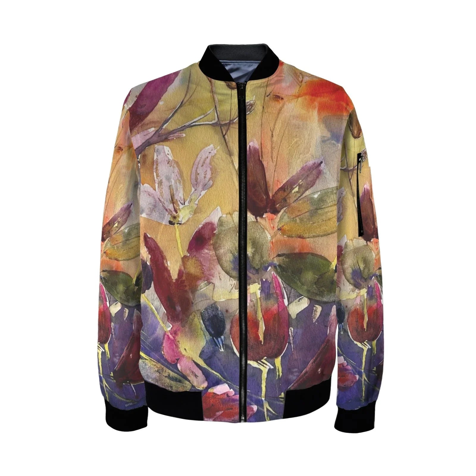 Winter Cyclamen Tall Ladies Bomber Jacket - Lana Art Sweden