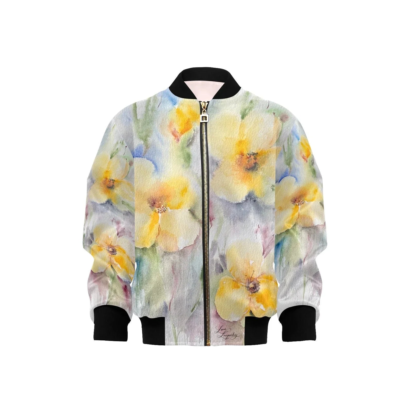 Yellow Tenderness Kids' Bomber Jacket with Pockets - Lana Art Sweden