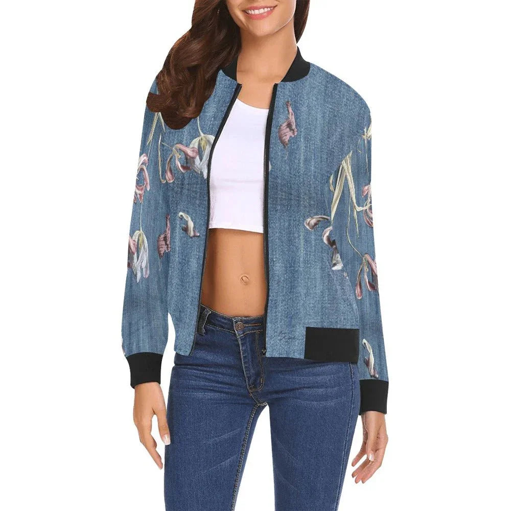 Your Denim Tupils Bomber Jacket for Women - Lana Art Sweden
