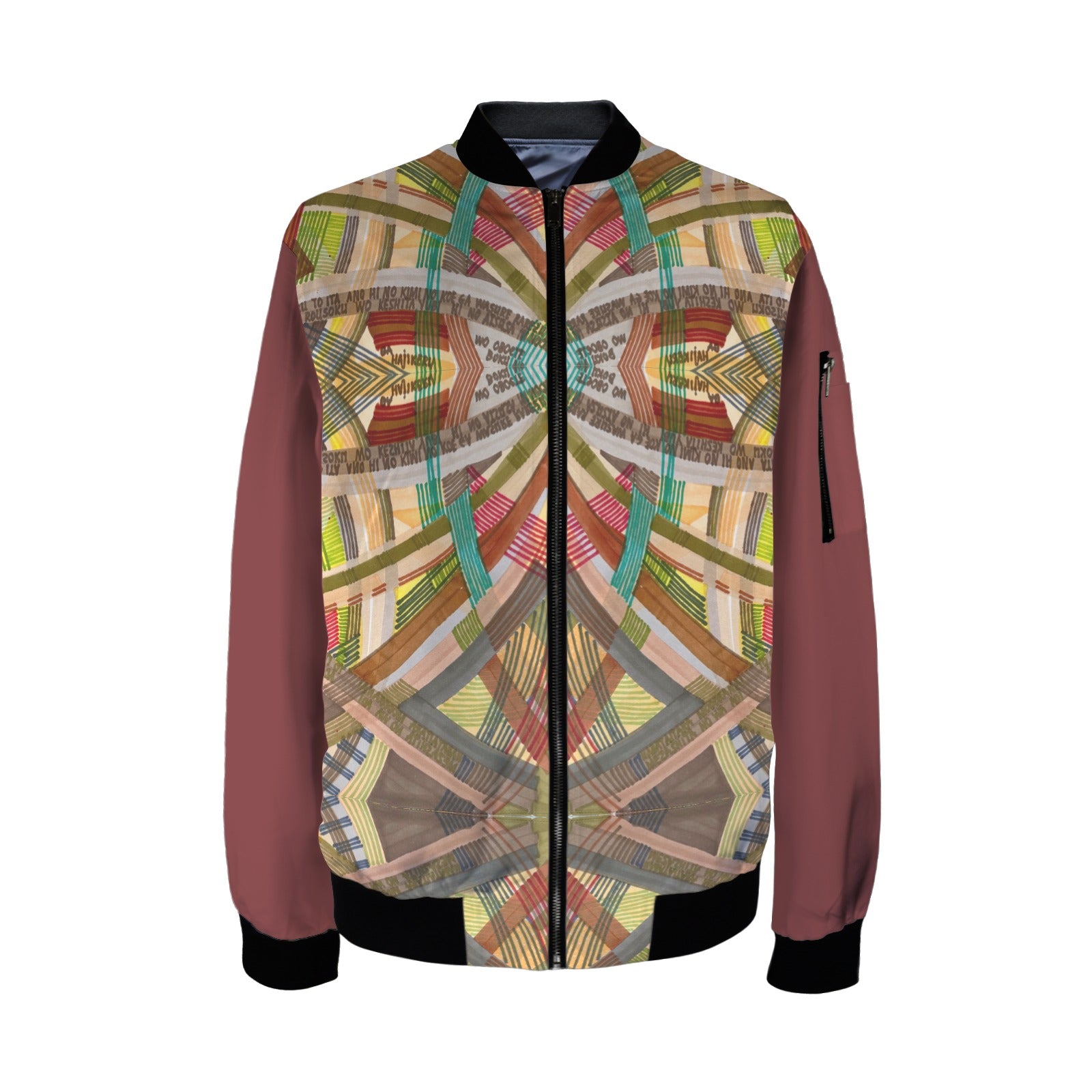 Braune Labyrinth-Bomberjacke in Burgunderrot