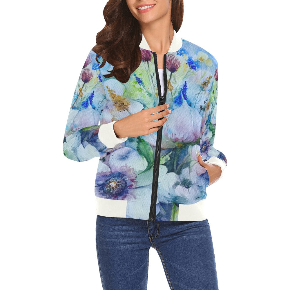 Flower Fantasy Bomber Jacket for Women