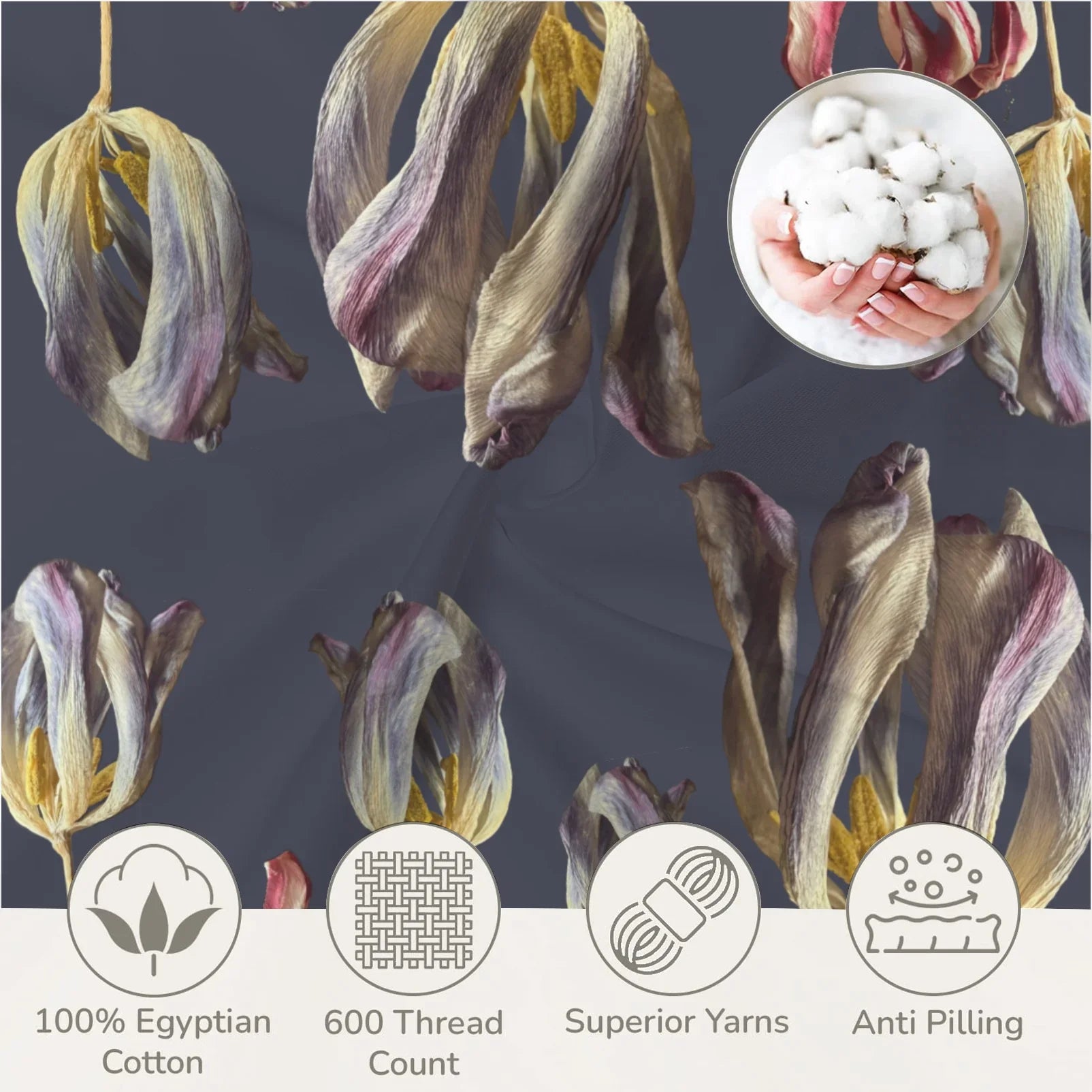 Tulip Field 3-Piece Bedding Set 94x104inch