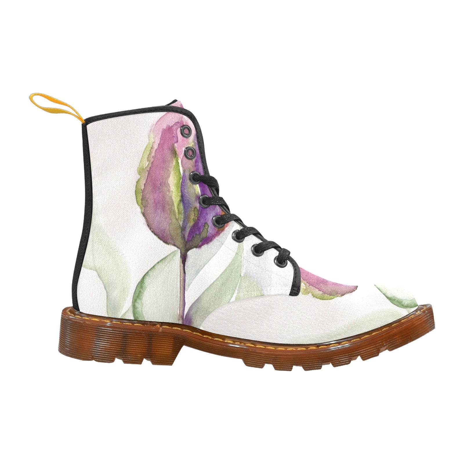 Tulip Pattern Custom Canvas Boots For Women Model 1203H