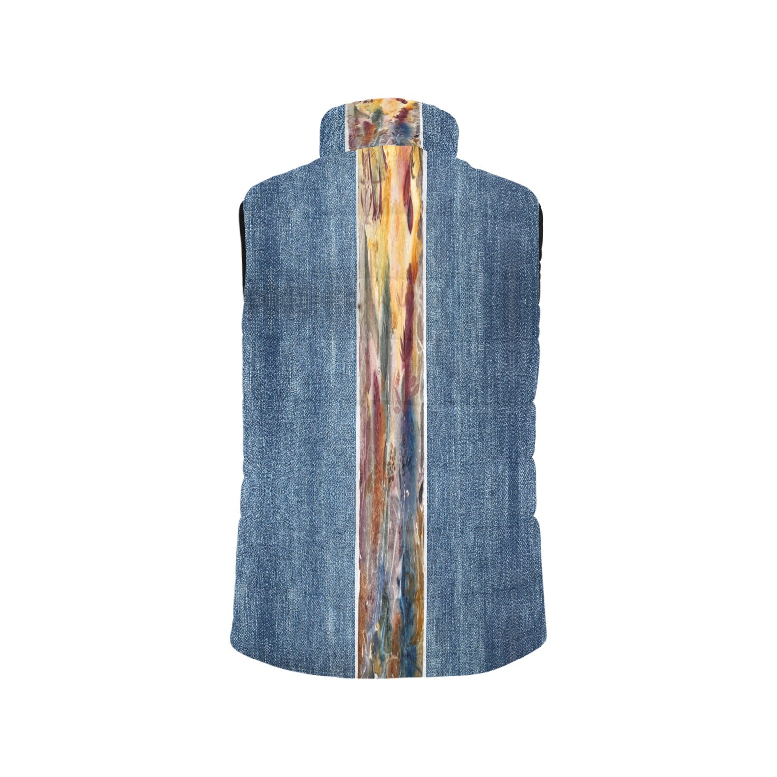 Denim Brown Abstract Women's Padded Vest