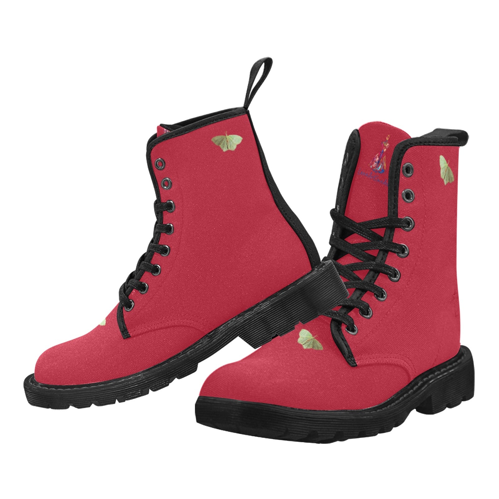 Dark Winterberry Custom Canvas Boots for Women (Black) (Model 1203H)