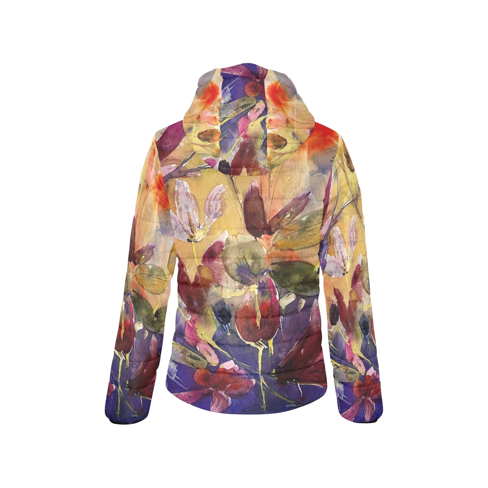 Winter Cyclamen Damen Wattierte Pufferjacke mit Kapuze