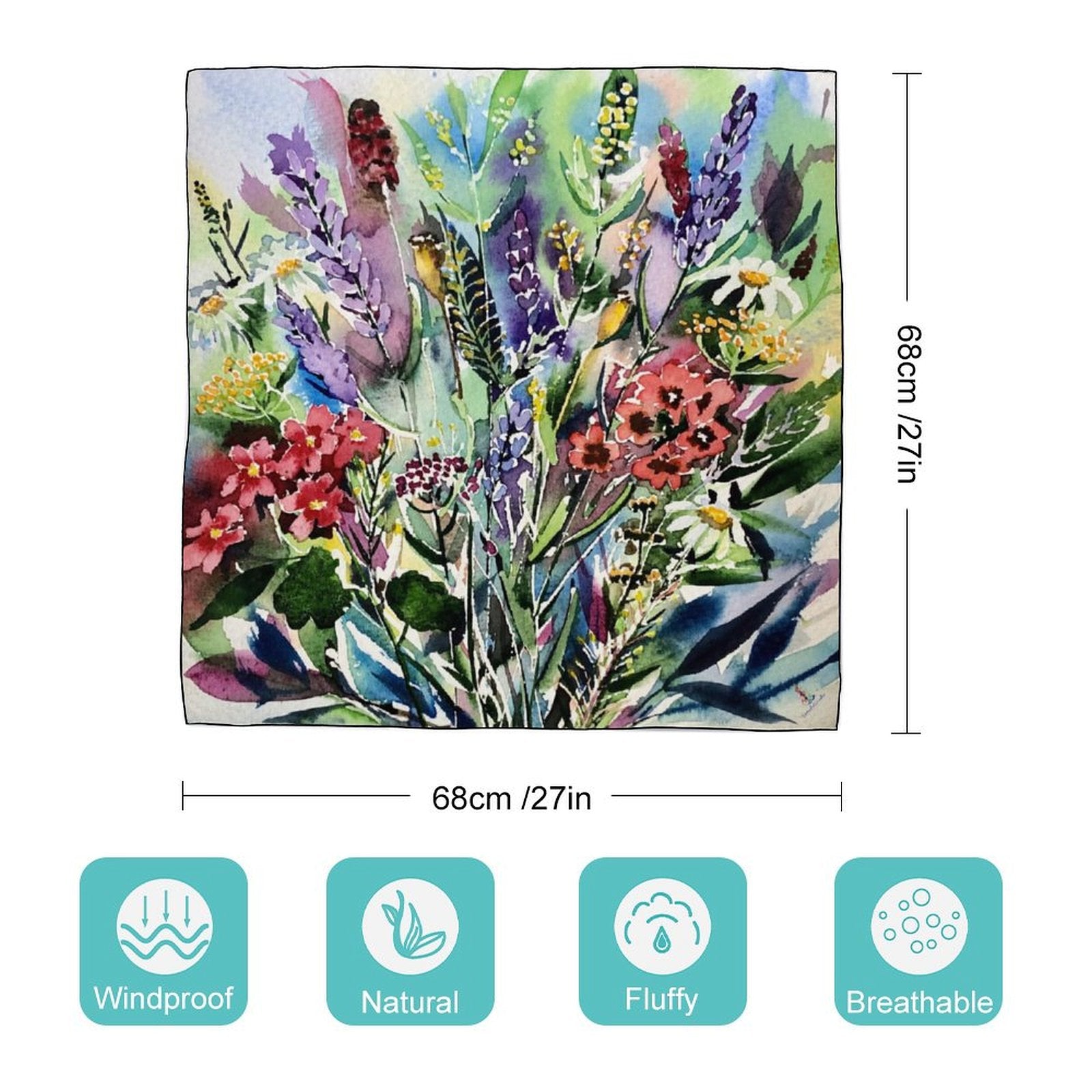 LanaArtSweden Artwork Scarf, 27"x27", 70x70 cm
