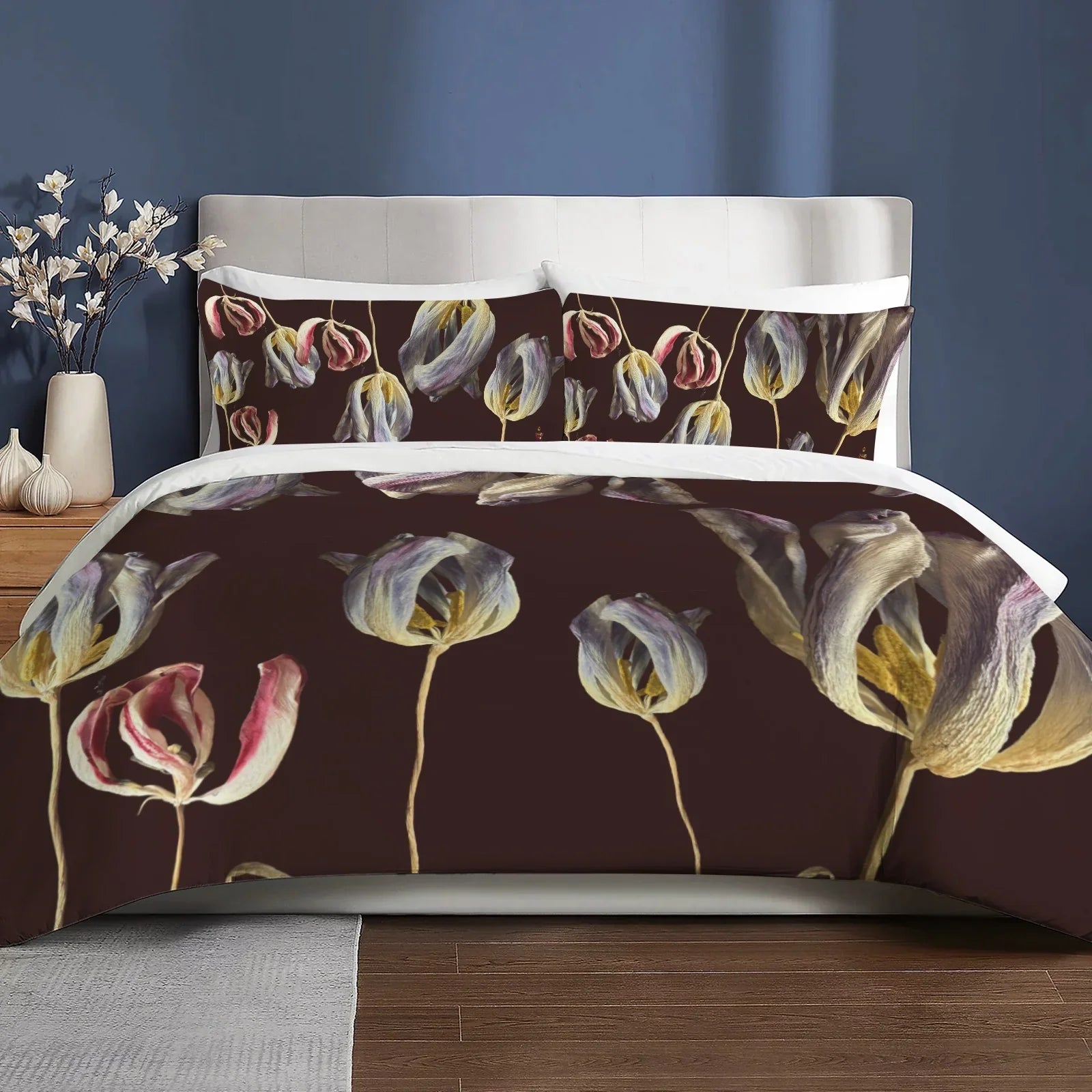 Tulip Field Noir 3-Piece Bedding Set 94x104inch