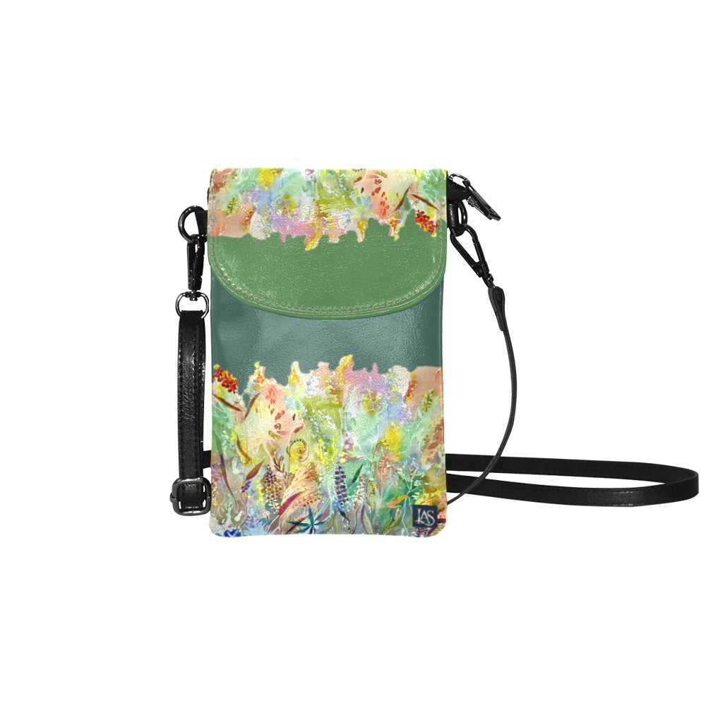 Blooming Melody Ocean Green Small Cell Phone Purse
