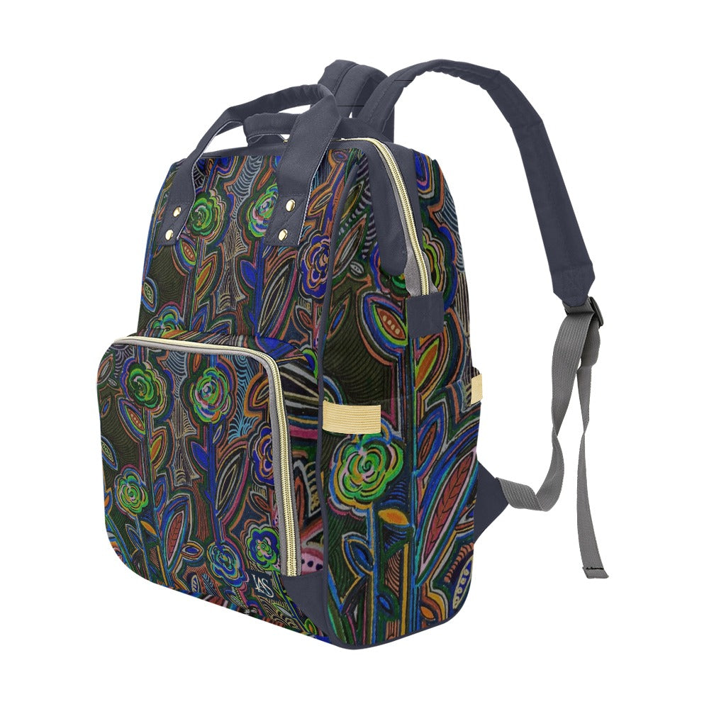 Fabled Flowers Crown Blue Multi-Function Backpack
