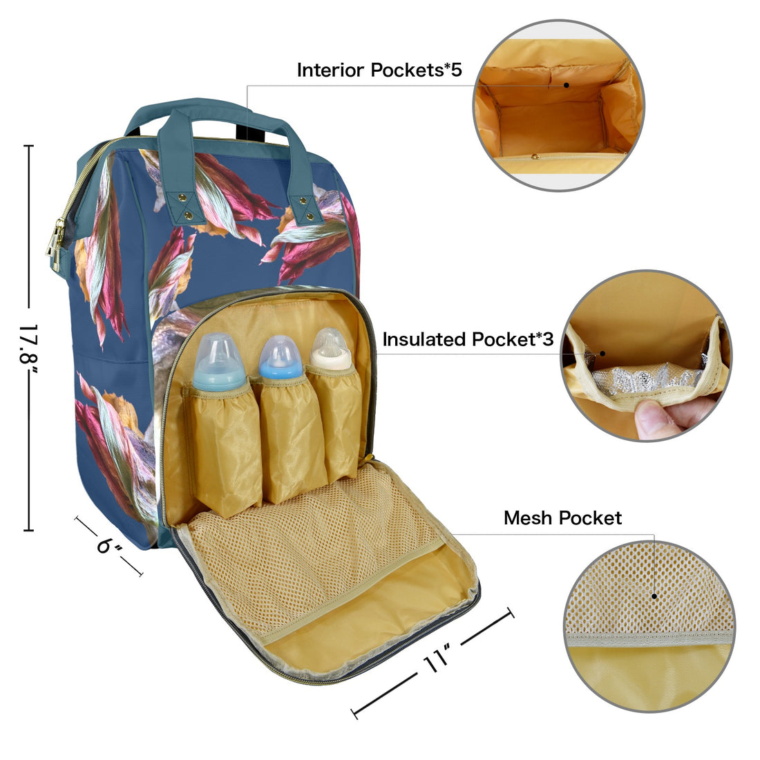 Red Tulip Twist Twilight Multi-Function Travel Diaper Bag-Large