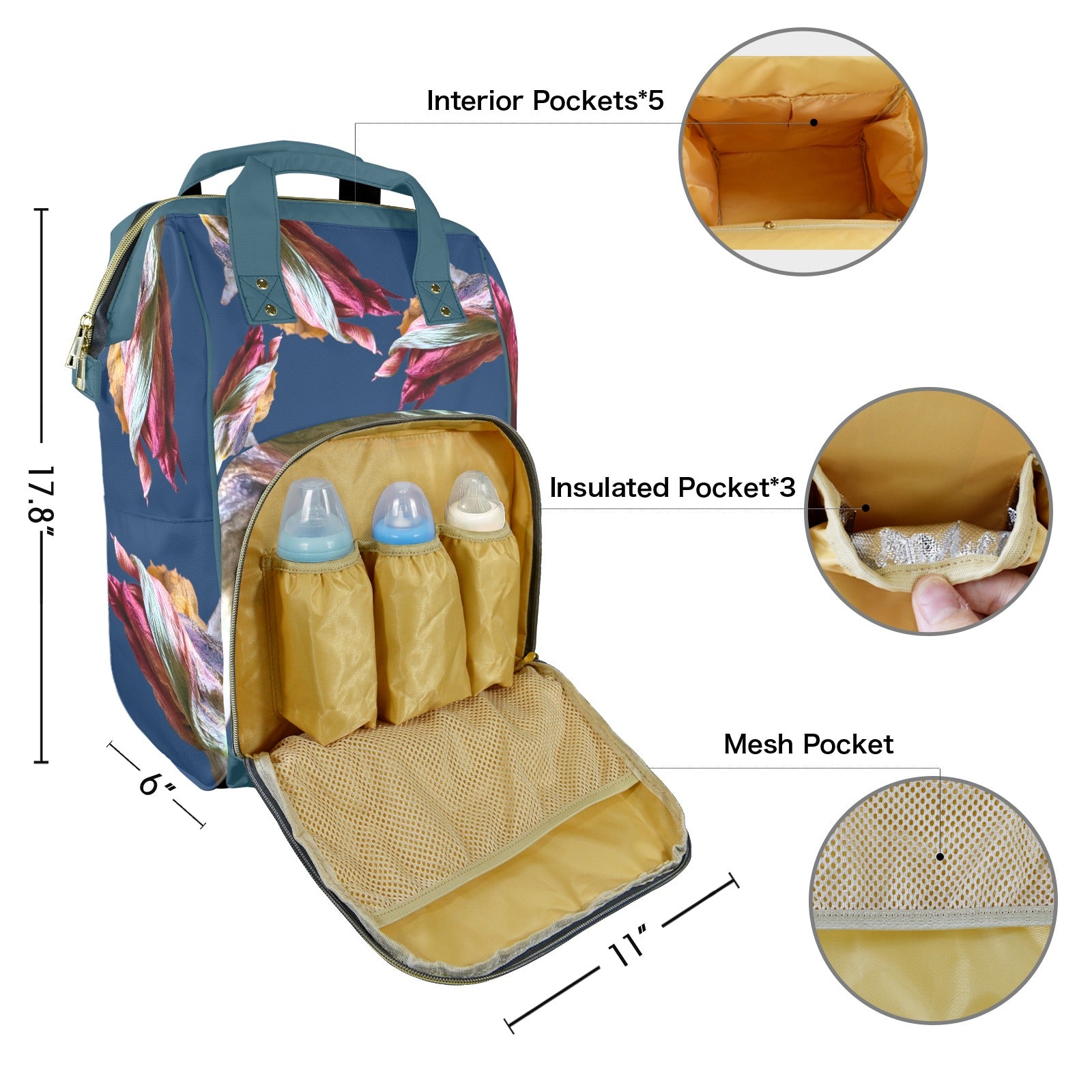 Red Tulip Twist Twilight Multi-Function Travel Diaper Bag-Large