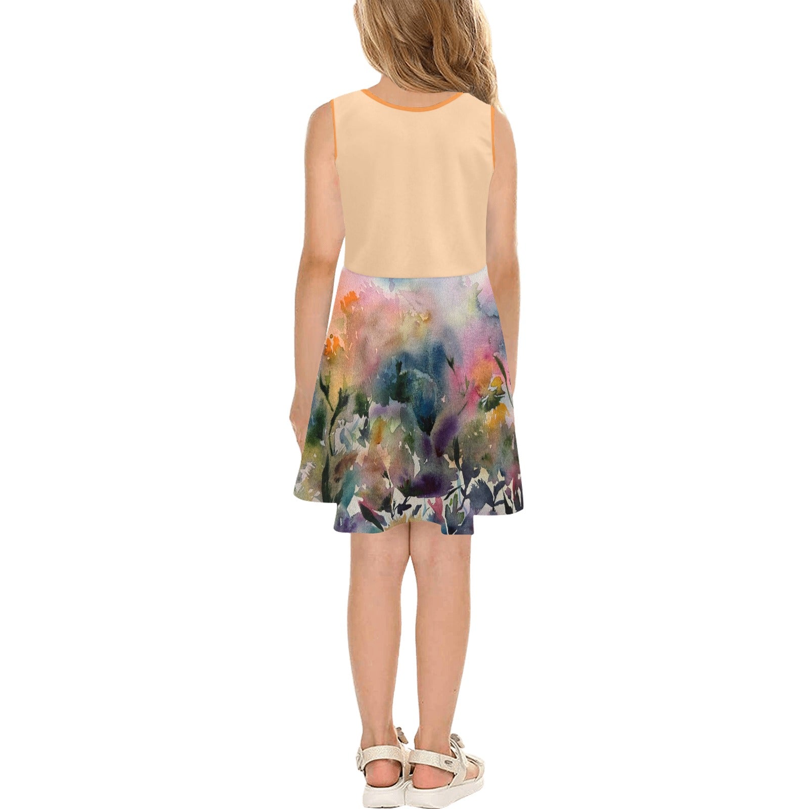 Morning Dew Orange Blossom Girls' Sleeveless Sundress
