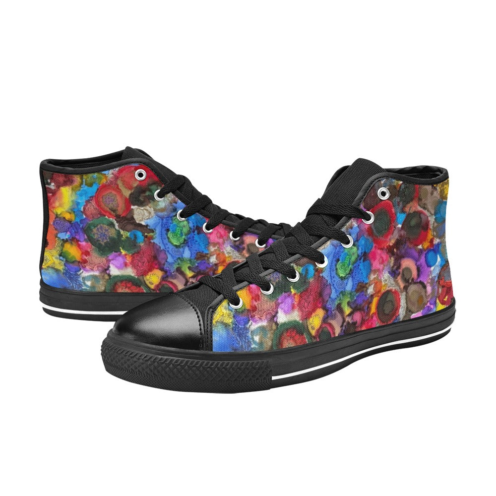 Cosmic Blooms Kids' High Top Canvas Shoes