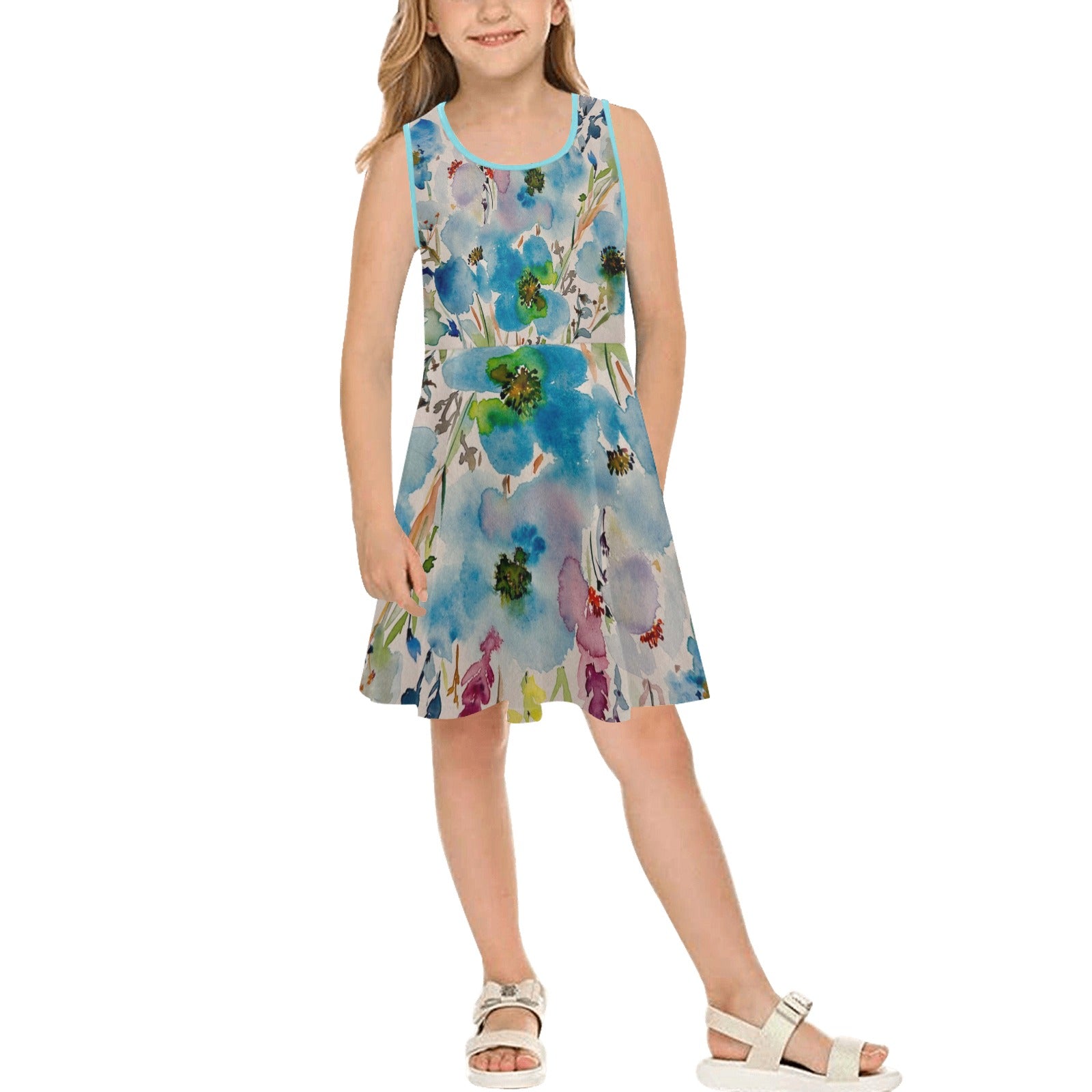 Blue Hibiscus Girls' Sleeveless Sundress