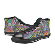Colorful Currents Tilly kids' high top canvas shoes with floral abstract design and black rubber sole