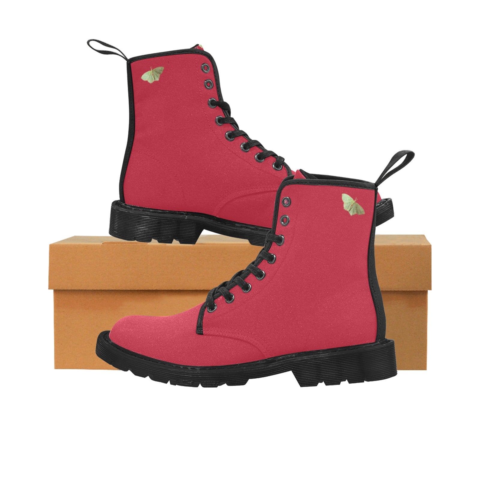 Dark Winterberry Custom Canvas Boots for Women (Black) (Model 1203H)