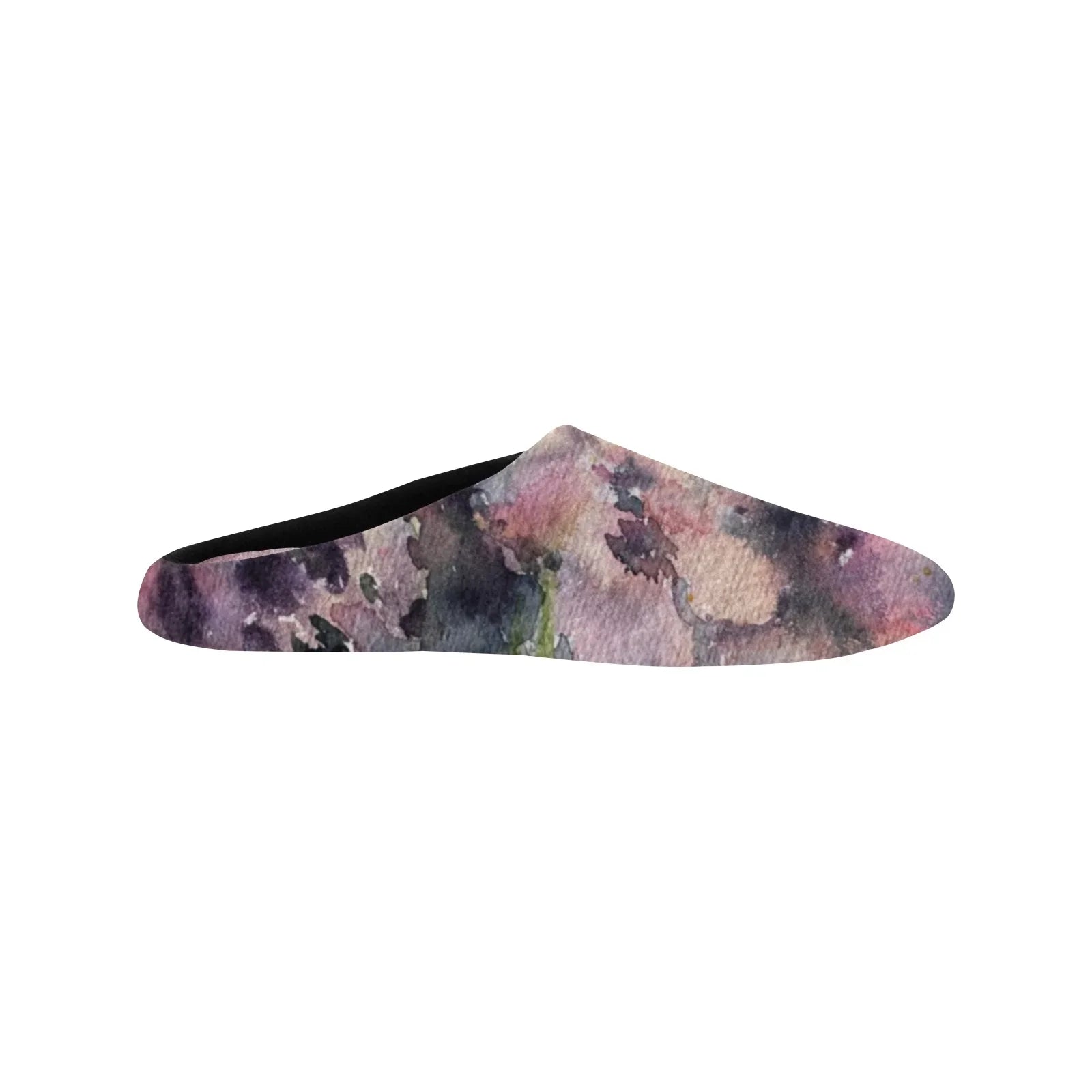 Rose Wave Schwarze rutschfeste Baumwoll-Hausschuhe für Damen (Modell 0602)