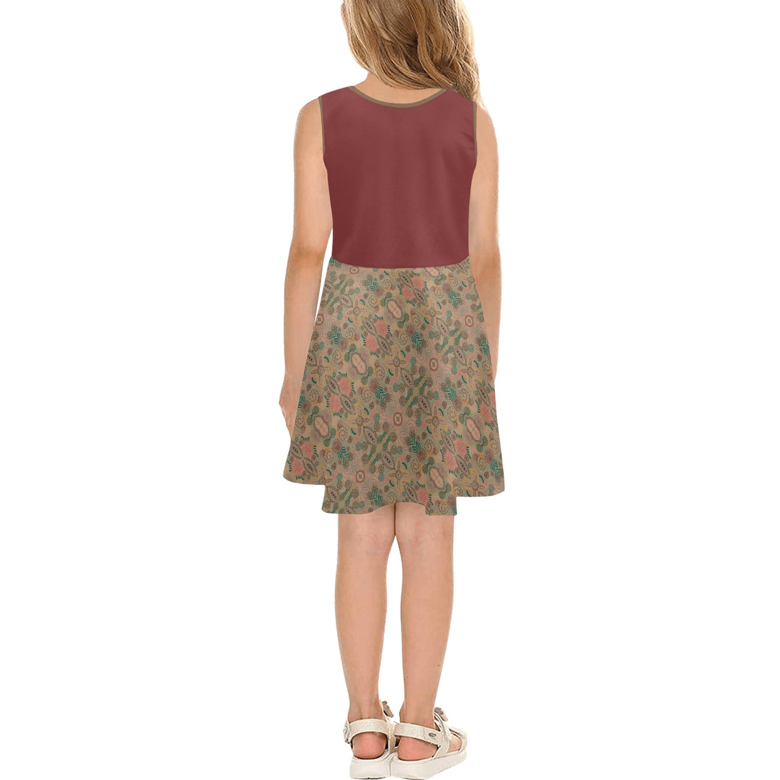 Venetian Blossom Chocolate Girls' Sleeveless Sundress