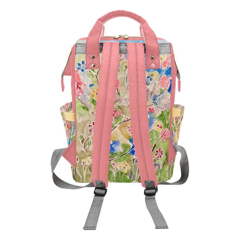 Spring Vibes Rose Multi-Function Diaper Backpack/Diaper Bag