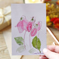 Personalized Cyclamen Greeting Card with watercolor design and heart-shaped clasp envelope