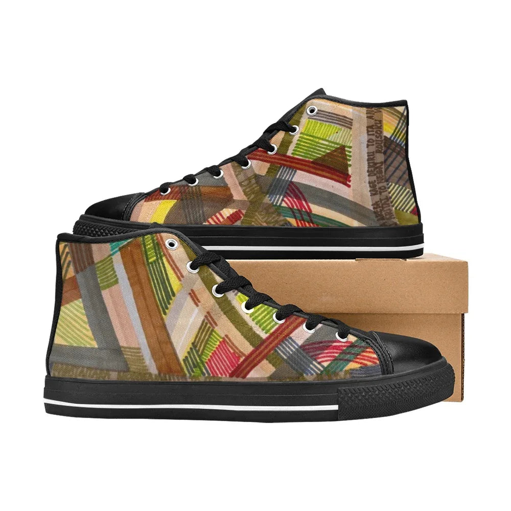 Narutology lines Black Men’s Classic High Top Canvas Shoes