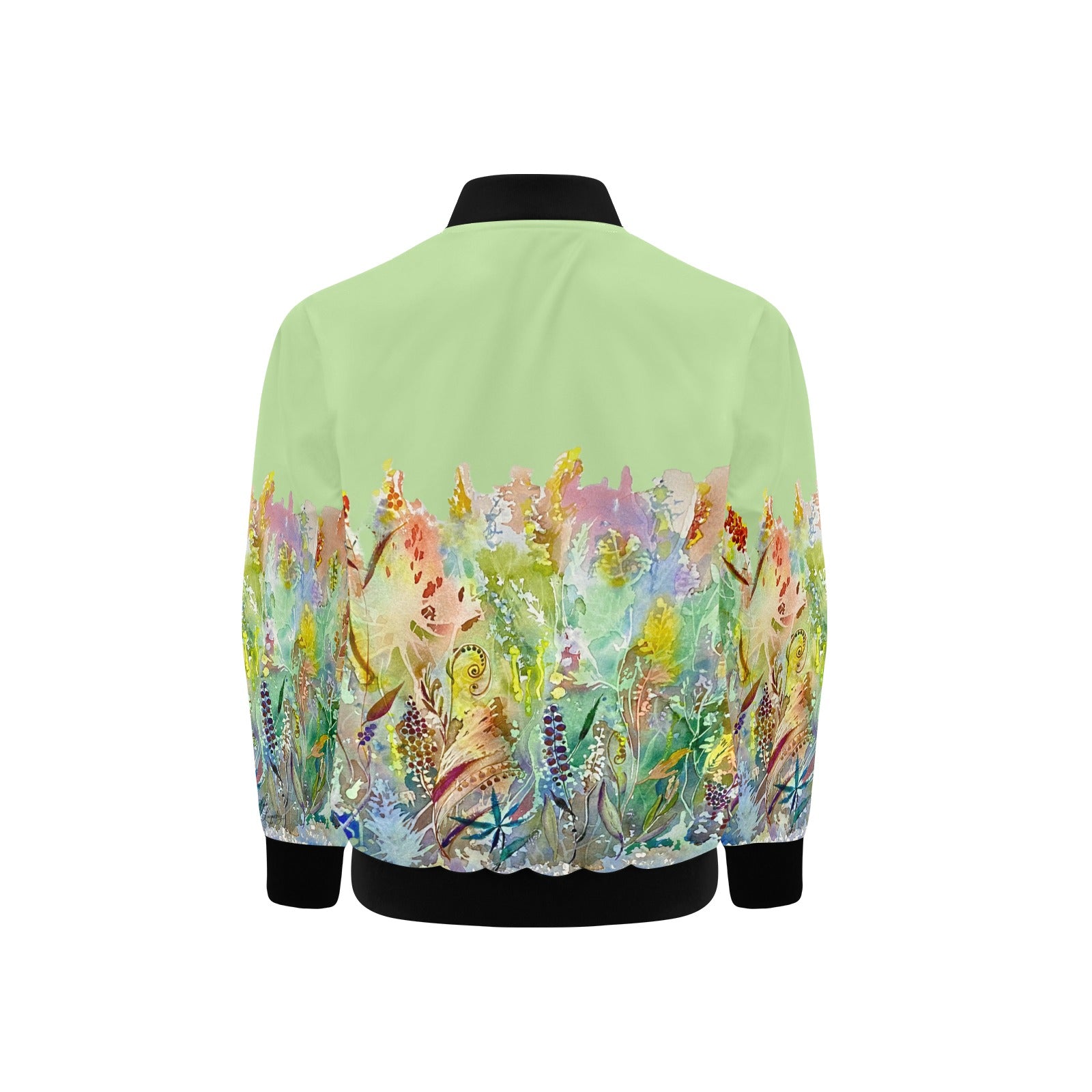 Merry Lawn Mint Kids' Bomber Jacket with Pockets (Model H40)