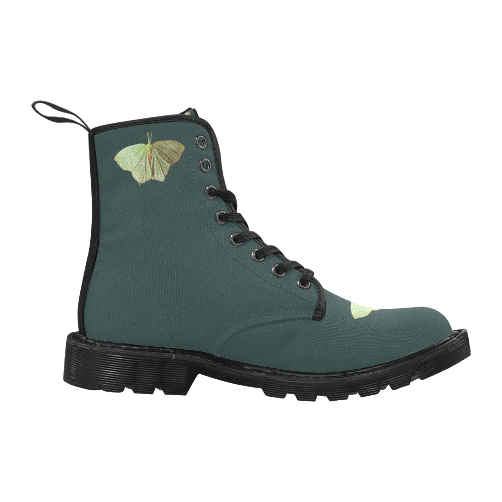 Green Moth Dark Aventurine Custom Canvas Boots for Women (Black) (Model 1203H)