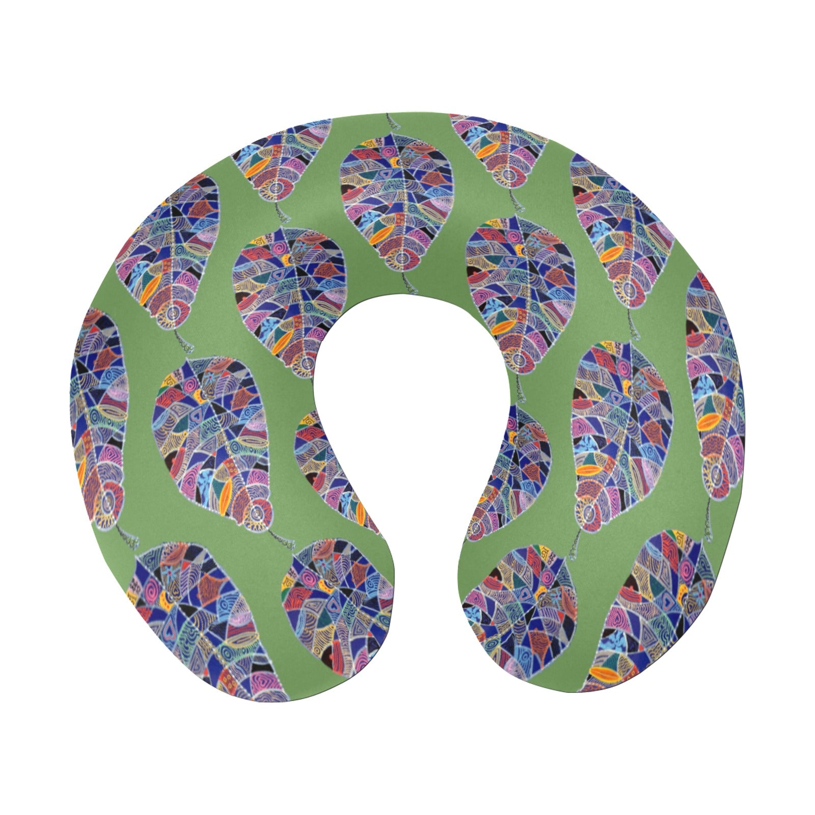 Fantasy Leaf Light Green U-Shape Travel Pillow