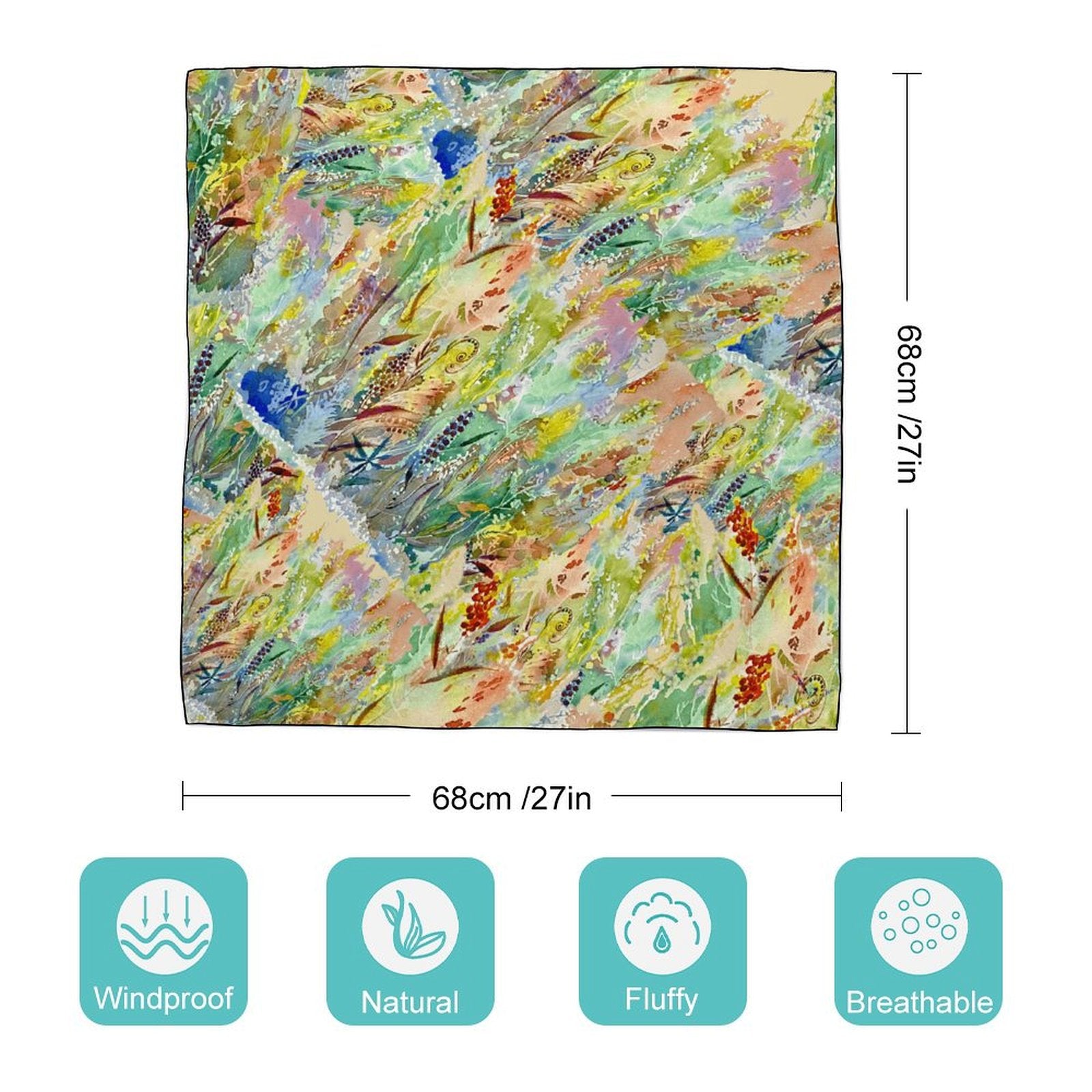 LanaArtSweden Artwork Scarf, 27"x27", 70x70 cm