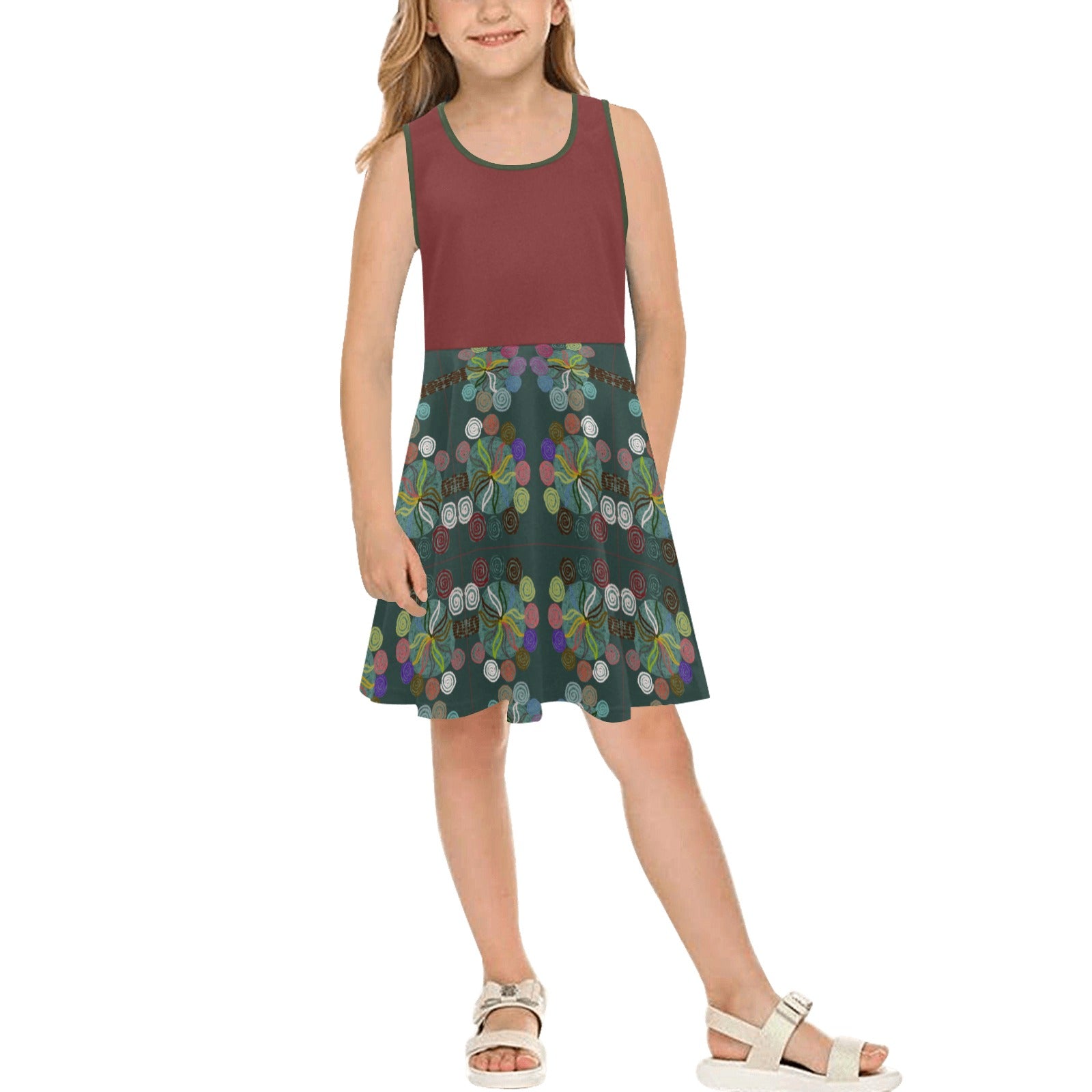 Magic Trees Chocolate Girls' Sleeveless Sundress