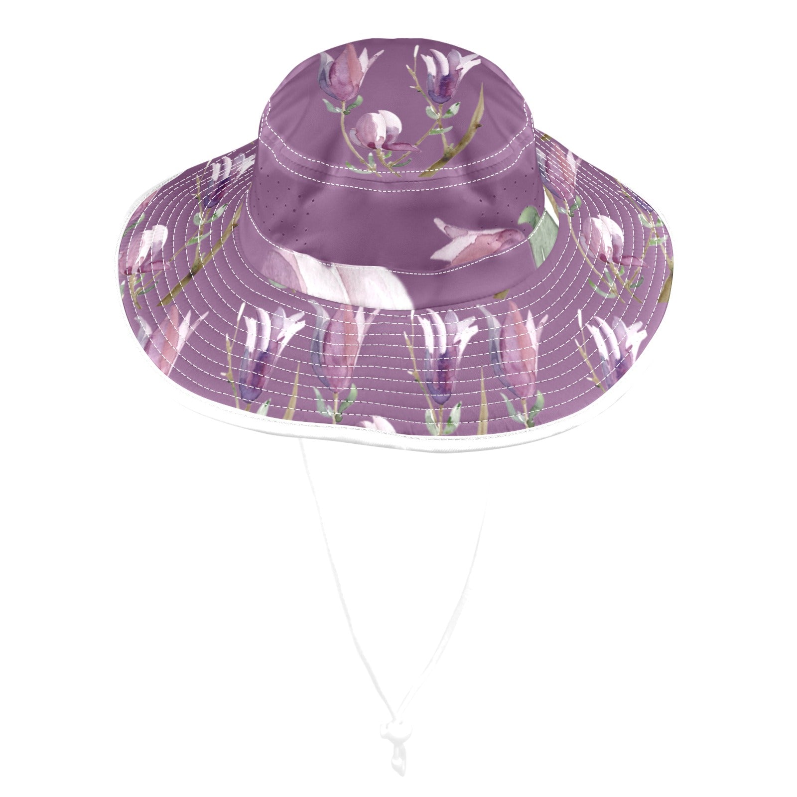 Magnolia Passion Flower Wide Brim Bucket Hat