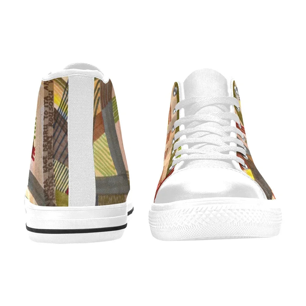 Narutology Lines White Men’s Classic High Top Canvas Shoes