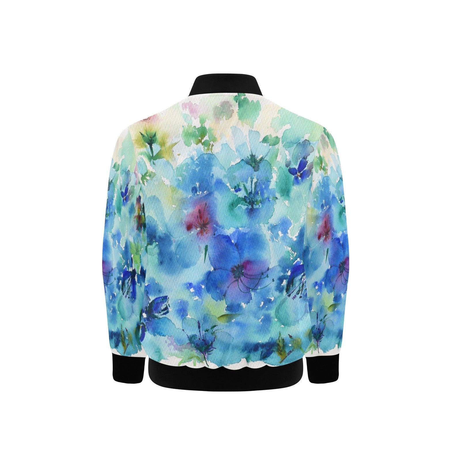 Blue Hibiscus Kids' Bomber Jacket with Pockets (Model H40)