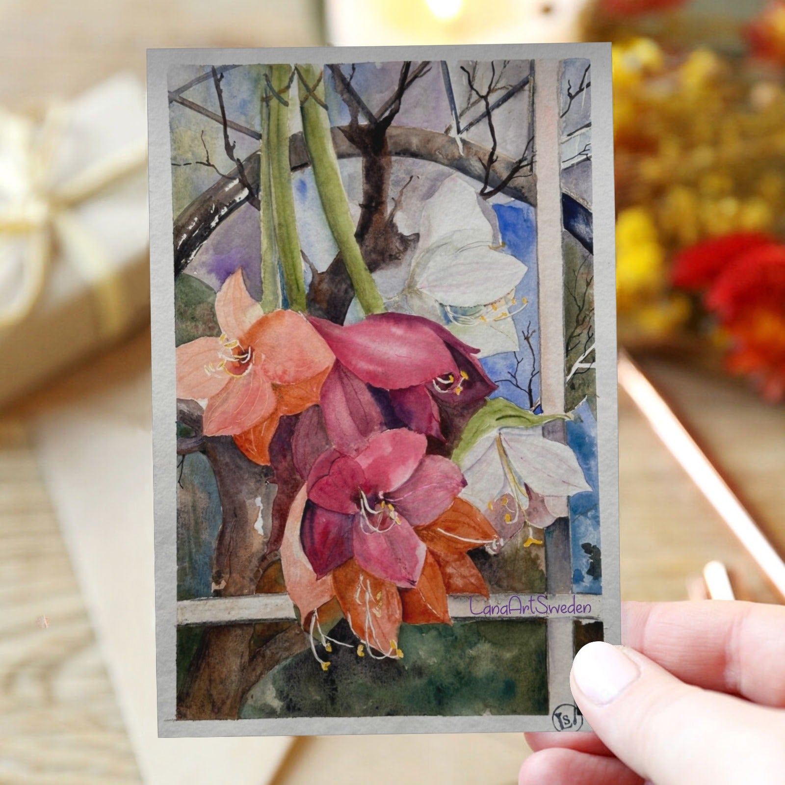 Upside Down Amaryllis card Greeting Card 4"x6"