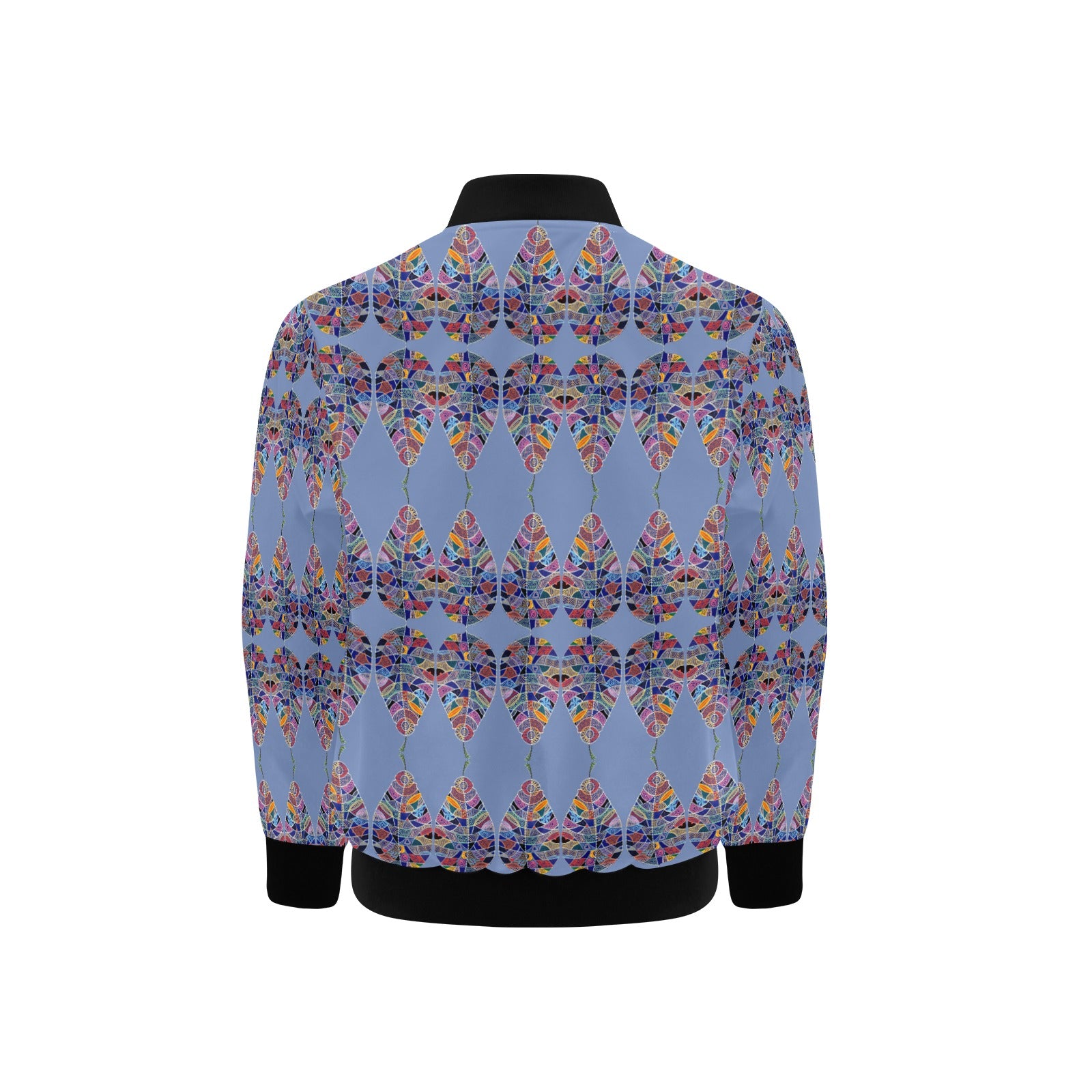 Fantasy Leaf Dusty Blue Kids' Bomber Jacket with Pockets (Model H40)