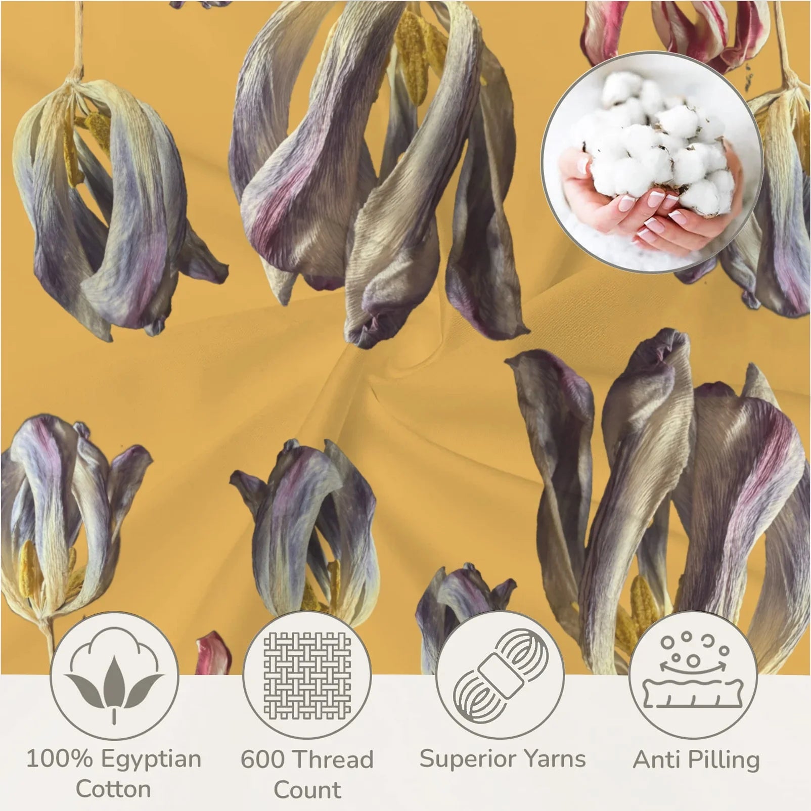 Tulip Field Lemon Curd 3-Piece Bedding Set 94x104inch