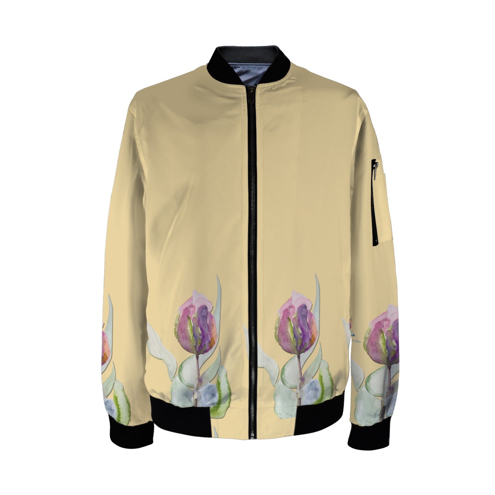 Tulips Celestial Yellow Tall Ladies Bomber Jacket