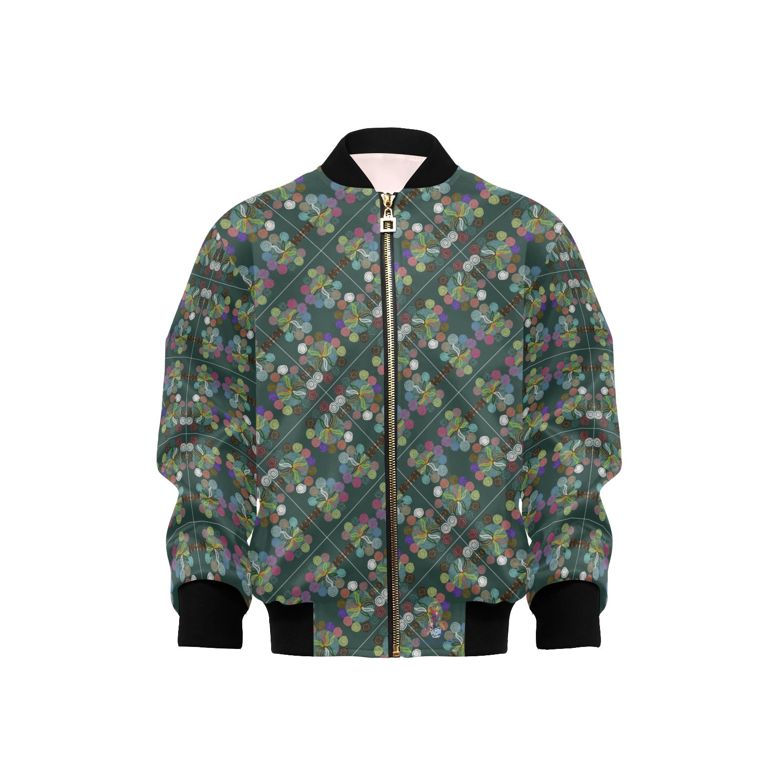 Magic Trees Diagonal Kids' Bomber Jacket with Pockets (Model H40)