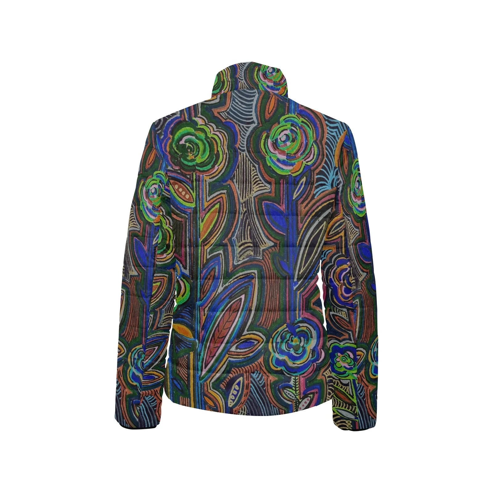 Fabled Flowers Women's Stand Collar Padded Jacket (Model H41)