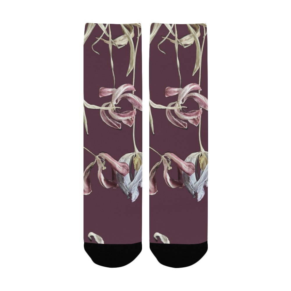 Three Tulips Cherry Laquer Women's Custom Socks